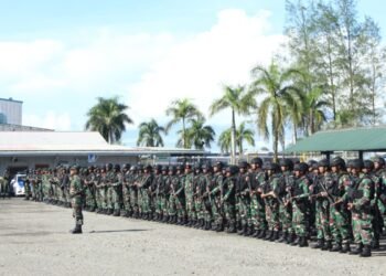 Personel Lanud Yohanis Kapiyau Ikut Apel Gelar Pasukan Dalam Rangka Pengamanan Kunjungan Kerja Wapres di Mimika.