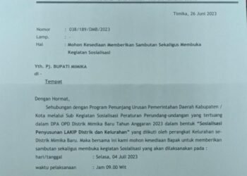 Distrik Miru Sebarkan Undangan Kegiatan Sosialisasi Penyusunan Lakip Tertanggal Hari Ini 4 Juli, Ternyata Kegiatannya Besok