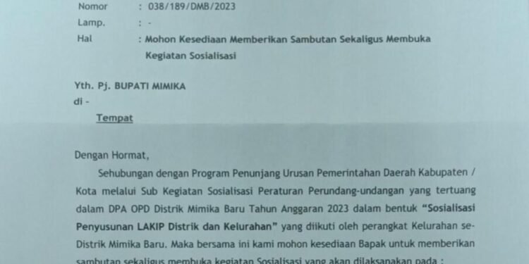 Distrik Miru Sebarkan Undangan Kegiatan Sosialisasi Penyusunan Lakip Tertanggal Hari Ini 4 Juli, Ternyata Kegiatannya Besok