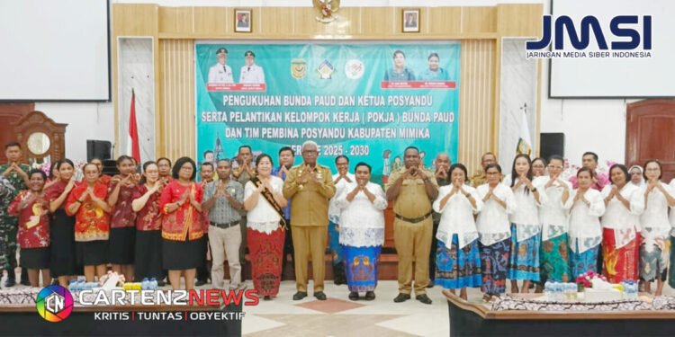 Bupati Mimika Kukuhkan Bunda PAUD dan Ketua Posyandu Periode 2025–2030