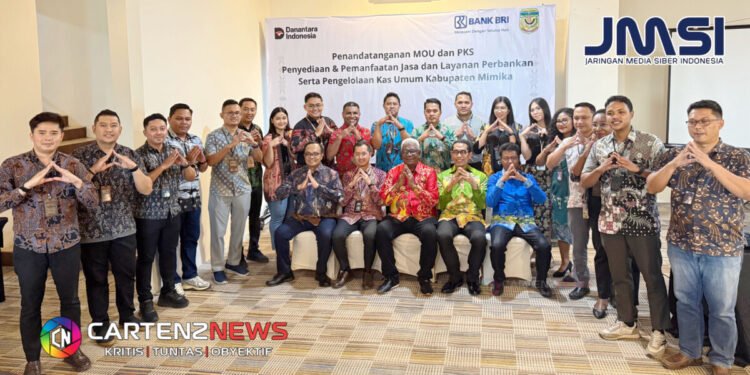 Pemkab Mimika dan BRI Teken MoU Pengelolaan Kas Daerah dan Layanan Perbankan