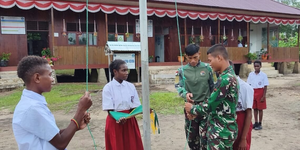 Songsong Hardiknas, Satgas TMMD Kodim 1710-Mimika Dampingi Latihan Siswa SD Naena Keakwa