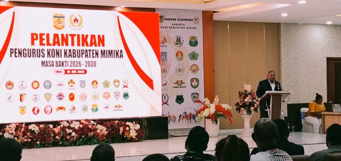 KONI Provinsi Papua Tengah Resmi Lantik Antonius Kemong Ketua KONI Mimika