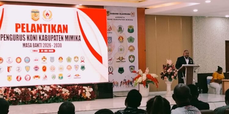 KONI Provinsi Papua Tengah Resmi Lantik Antonius Kemong Ketua KONI Mimika