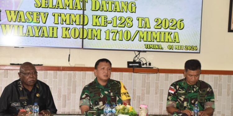 Tim Wasev Terima Paparan Progres TMMD ke-128 Kodim 1710/Mimika