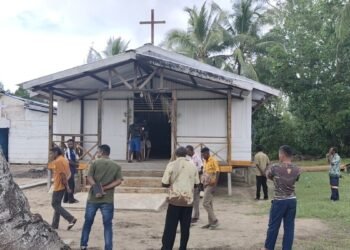 Satgas TMMD Mulai Peninjauan dan Pengukuran Gereja Santo Klemens di Kampung Keakwa