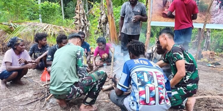 Kebersamaan Terjalin, Satgas TMMD dan Warga Ngobrol Santai Usai Kerja Bedengan