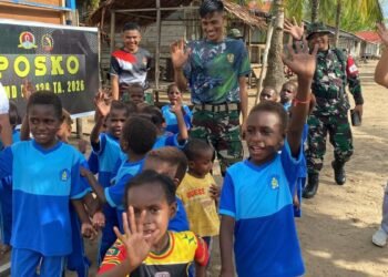 Penuh Senyum dan Tawa, Anak TK Kunjungi Posko TMMD Kodim 1710/Mimika