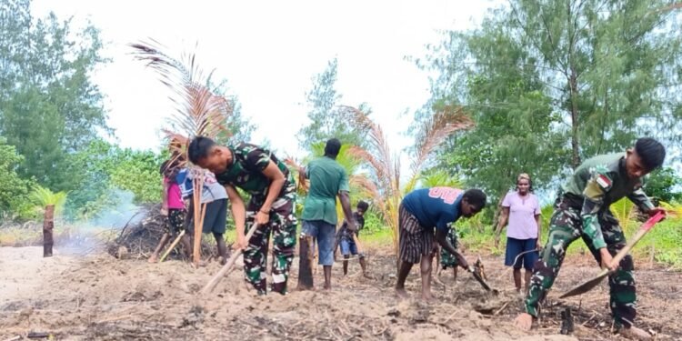 Satgas TMMD dan Warga Gotong Royong, Bedengan Lahan Capai 50 Persen