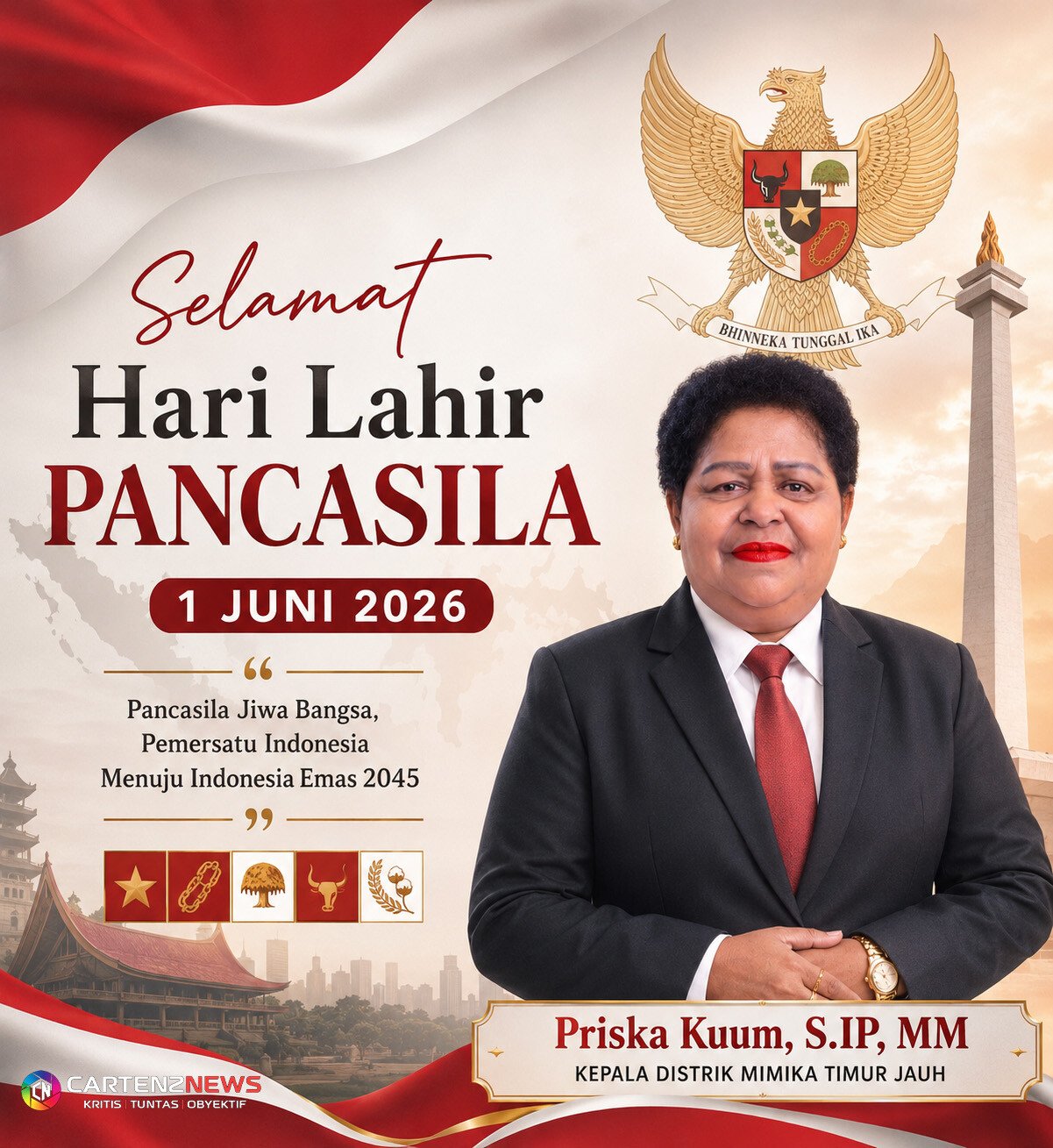 Hari Lahir Pancasila 2026 Kepala Distrik MTJ Priska Kuum