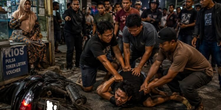 Karma! Jambret Kalung Emas di Jalan Jeruk SP II Ditangkap Polisi Setelah Sepeda Motornya Ditendang Warga Hingga Jatuh