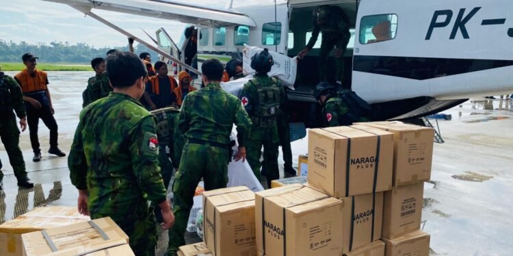 Koops TNI Habema Kirim Dua Ton Bantuan untuk Warga Terdampak Kekeringan di Puncak