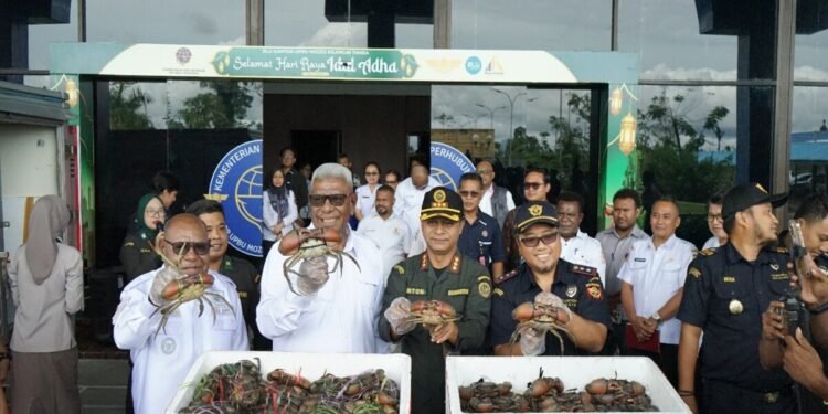 Bupati dan Wabupati Mimika Resmikan UMKM Mimika Ekspor Perdana 240 Kilogram Kepiting Bakau ke Malaysia