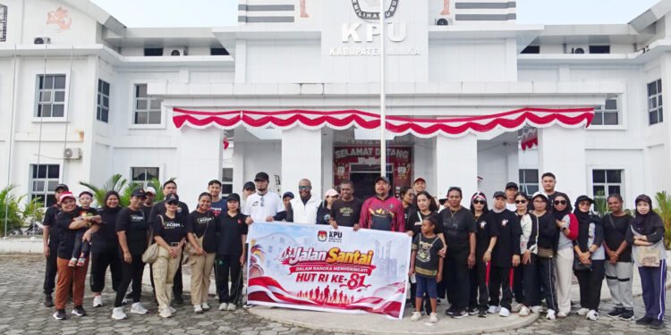 KPU Mimika Gelar Jalan Santai, Perkuat Kebersamaan dan Semangat HUT RI ke-81