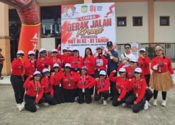 38 Regu Ramaikan Lomba Gerak Jalan Kreasi di Mimika Sambut HUT ke-81 RI