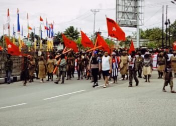 Simpatisan KNPB Lakukan Aksi di Kantor DPRD Mimika 400 Personil Gabungan Disiagakan